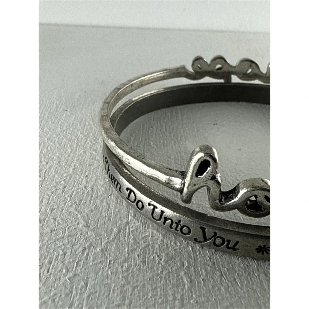 Do Unto Other As You Would Have Them Do Unto You Bracelet Silver Tone‎ Clamper.